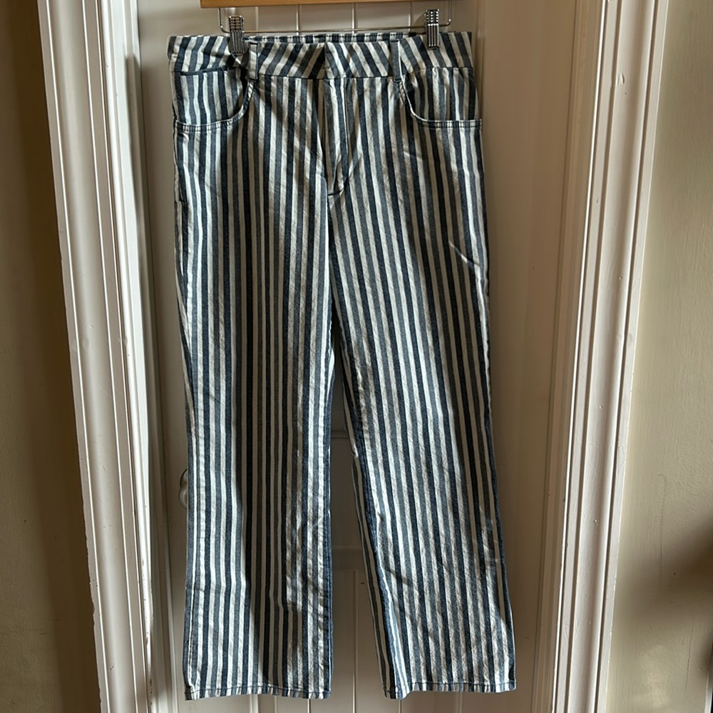 By Anthropologie striped wide leg trouser 31 petite